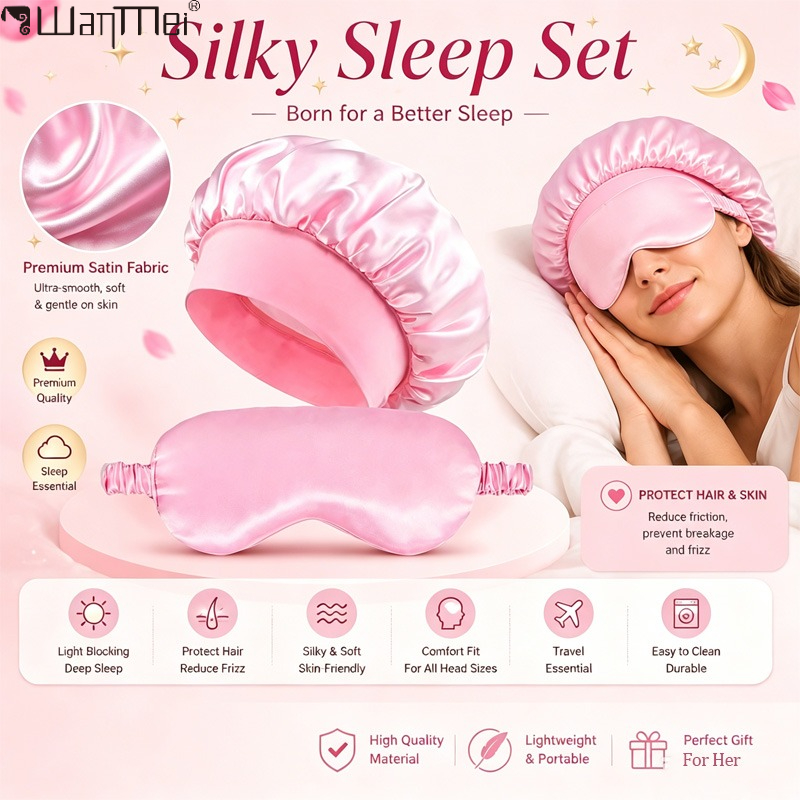 Mask Lanyard Adjustable - ﻿ Set Masker Tidur Satin Bonnet,