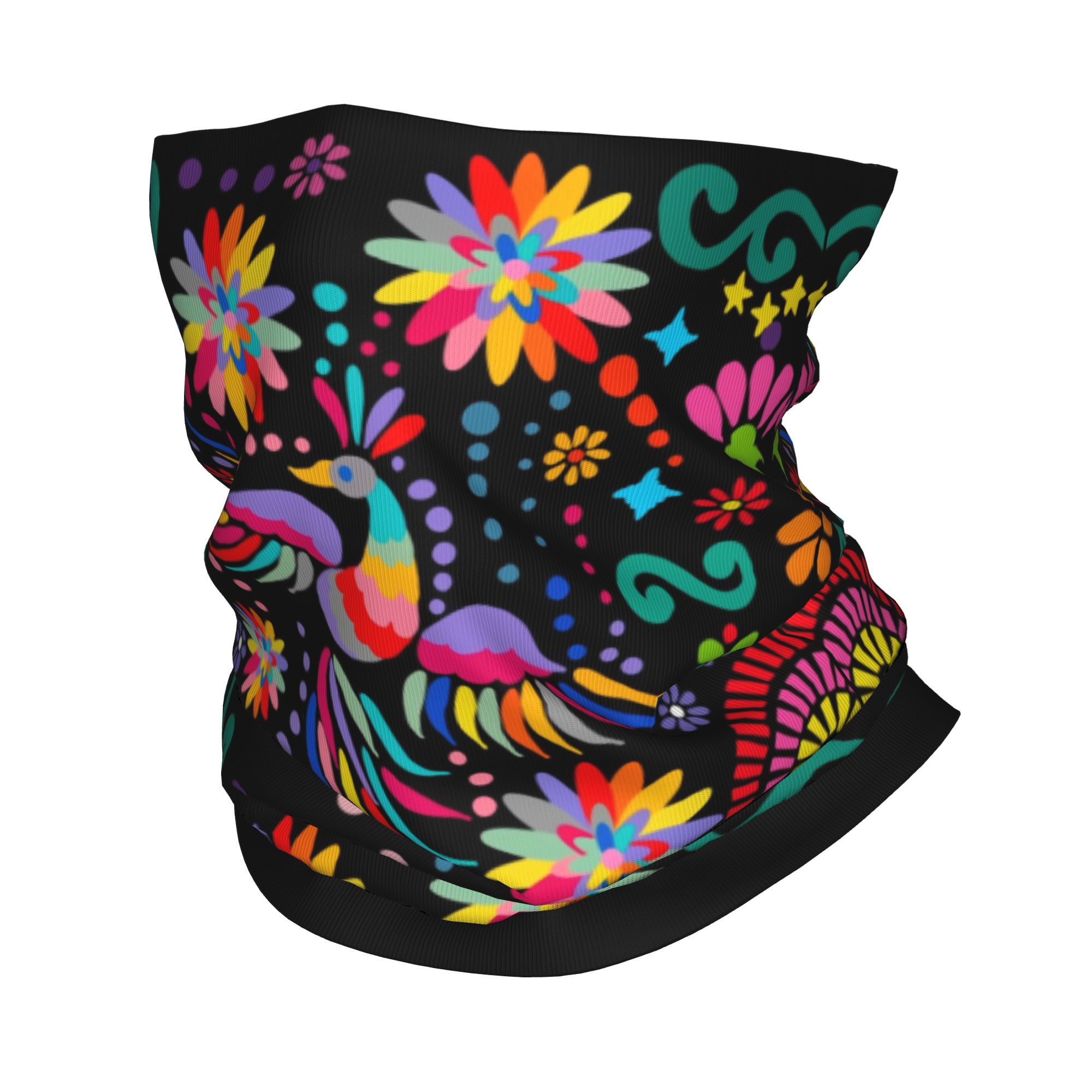 Neck Gaiter Face Cover - Bandana Tekstil Motif Bunga Meksiko, Penutup