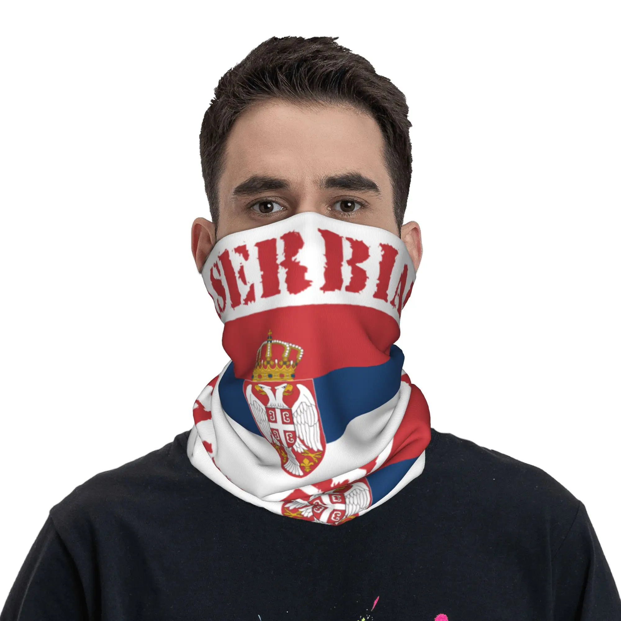 Bandana Leher Bendera Serbia B - Neck Gaiter Face Cover ulasan dan harga